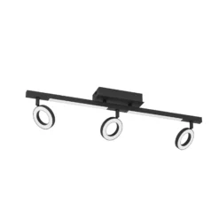 LED-Deckenspot Cardillio 2 schwarz mit drei Ringen