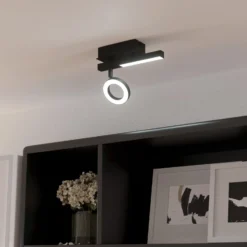 LED-Deckenspot Cardillio 2 schwarz mit einem Ring