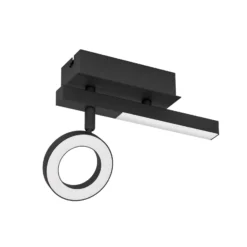 LED-Deckenspot Cardillio 2 schwarz mit einem Ring