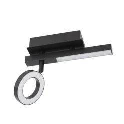 LED-Deckenspot Cardillio 2 schwarz mit einem Ring