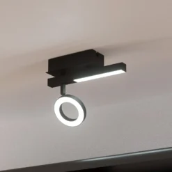 LED-Deckenspot Cardillio 2 schwarz mit einem Ring