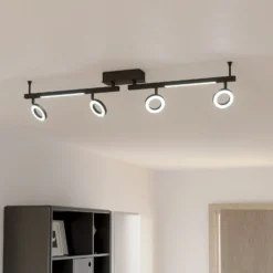 LED-Deckenspot Cardillio 2 schwarz mit vier Ringen