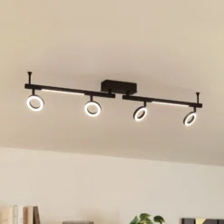 LED-Deckenspot Cardillio 2 schwarz mit vier Ringen