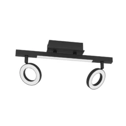 LED-Deckenspot Cardillio 2 schwarz mit zwei Ringen