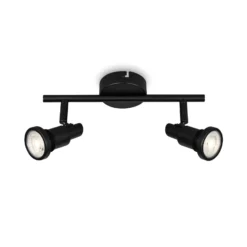 LED-Deckenspot Flamo IP44 2-flg justierbar schwarz