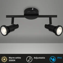 LED-Deckenspot Flamo IP44 2-flg justierbar schwarz