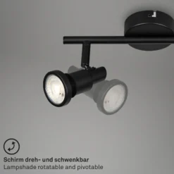 LED-Deckenspot Flamo IP44 2-flg justierbar schwarz