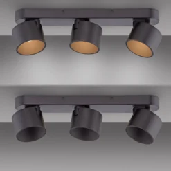 LED-Deckenspot PURE Cup, schwarz, Länge 56 cm, Metall 3-flg.