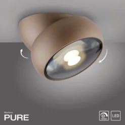 LED-Deckenspot PURE Move, Ø 12 cm, bronzefarben, Metall/Glas
