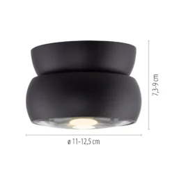 LED-Deckenspot PURE Move, schwarz, Ø 12 cm, Metall/Glas