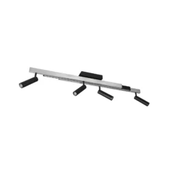 LED-Deckenspot Zeno, 4 Spots., alu gebürstet/schwarz, Metall