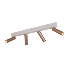 LED-Deckenstrahler Ambala, Länge 65 cm, grau/braun, 4-flg.