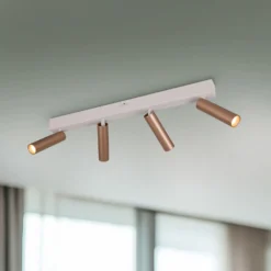 LED-Deckenstrahler Ambala, Länge 65 cm, grau/braun, 4-flg.