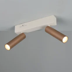 LED-Deckenstrahler Ambala, Länge 26 cm, grau/braun, 2-flg.
