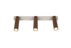 LED-Deckenstrahler Ambala. Länge 44 cm, grau/braun, 3-flg.