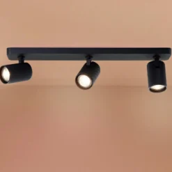 LED-Deckenstrahler Marty, Länge 53 cm, sandschwarz, 3-flg.