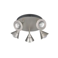 LED-Deckenstrahler Romeo, Ø 30 cm, nickelfarben, 5-flg.