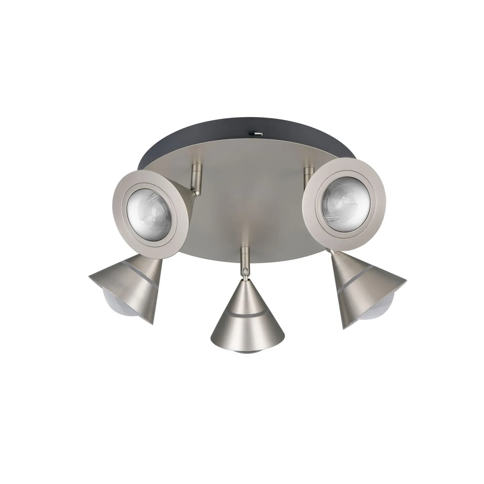 LED-Deckenstrahler Romeo, Ø 30 cm, nickelfarben, 5-flg.