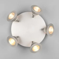 LED-Deckenstrahler Romeo, Ø 30 cm, nickelfarben, 5-flg.