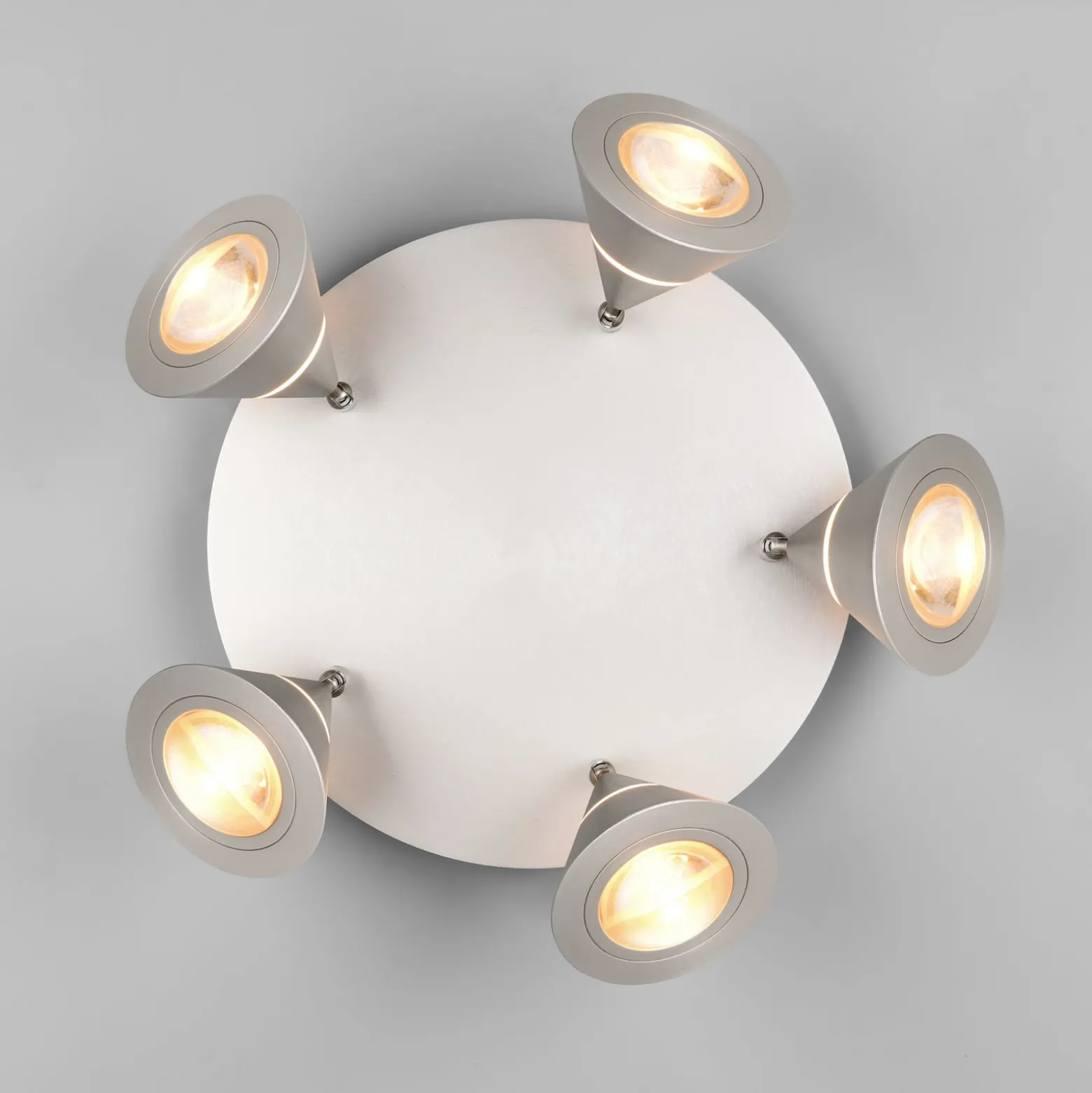 LED-Deckenstrahler Romeo, Ø 30 cm, nickelfarben, 5-flg.