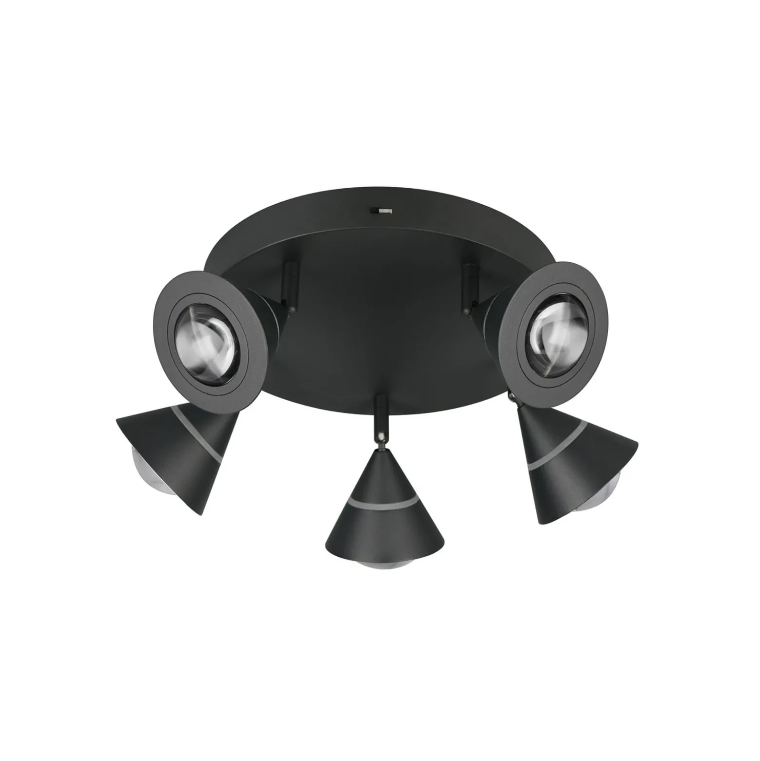 LED-Deckenstrahler Romeo, Ø 30 cm, schwarz, Metall, 5-flg.