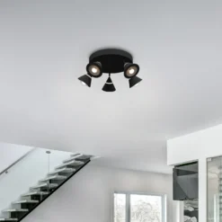 LED-Deckenstrahler Romeo, Ø 30 cm, schwarz, Metall, 5-flg.