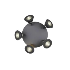 LED-Deckenstrahler Romeo, Ø 30 cm, schwarz, Metall, 5-flg.