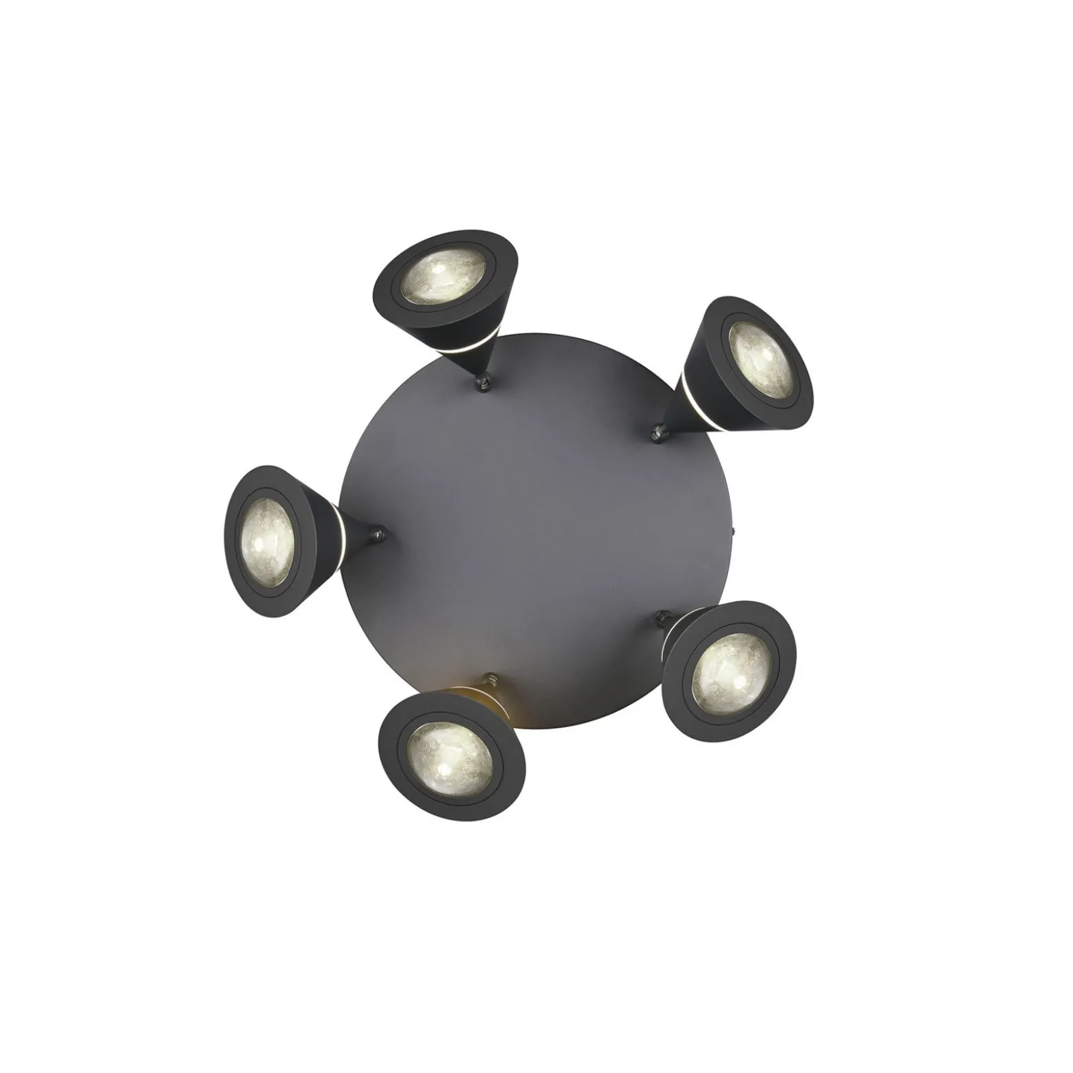 LED-Deckenstrahler Romeo, Ø 30 cm, schwarz, Metall, 5-flg.