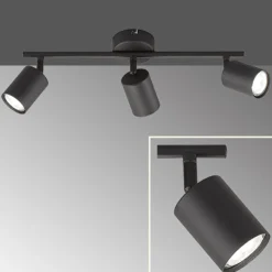 LED-Deckenstrahler Vano schwarz, dreiflammig lang