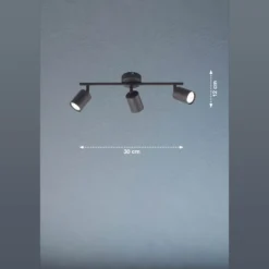 LED-Deckenstrahler Vano schwarz, dreiflammig lang