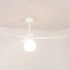 LED-Deckenventilator Amelia Ball L, weiß, DC, leise, 132 cm