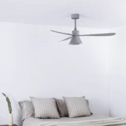 LED-Deckenventilator Amelia Cone L, grau, DC, leise, 132 cm