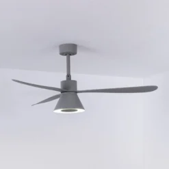 LED-Deckenventilator Amelia Cone L, grau, DC, leise, 132 cm
