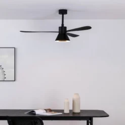 LED-Deckenventilator Amelia Cone L, schwarz, leise, 132 cm