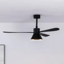 LED-Deckenventilator Amelia Cone L, schwarz, leise, 132 cm