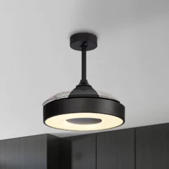 LED-Deckenventilator Coin Mini schwarz DC leise Ø 91 cm CCT