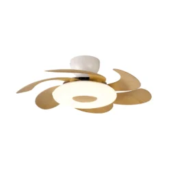 LED-Deckenventilator Flower holz DC-Motor leise Ø 79 cm CCT