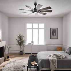 LED-Deckenventilator Gentry 65 weiß/walnuss dunkel
