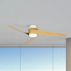 LED-Deckenventilator Groenland M, weiß/holz, DC, leise, CCT