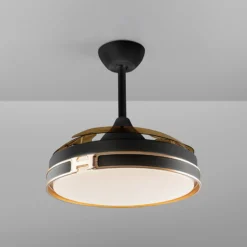 LED-Deckenventilator Herón schwarz/gold/rauch Ø 106 cm leise
