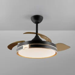 LED-Deckenventilator Herón schwarz/gold/rauch Ø 106 cm leise