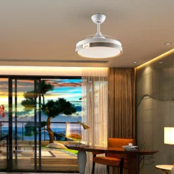 LED-Deckenventilator Herón weiß/gold/grau/klar Ø106 cm leise