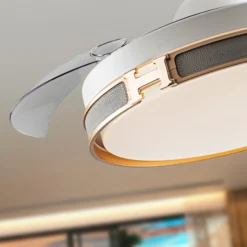 LED-Deckenventilator Herón weiß/gold/grau/klar Ø106 cm leise