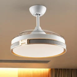 LED-Deckenventilator Herón weiß/gold/grau/klar Ø106 cm leise