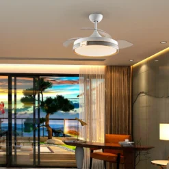 LED-Deckenventilator Herón weiß/gold/grau/klar Ø106 cm leise