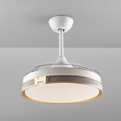 LED-Deckenventilator Herón weiß/gold/grau/klar Ø106 cm leise