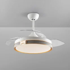 LED-Deckenventilator Herón weiß/gold/grau/klar Ø106 cm leise