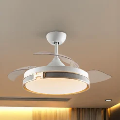 LED-Deckenventilator Herón weiß/gold/grau/klar Ø106 cm leise