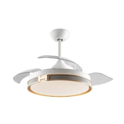 LED-Deckenventilator Herón weiß/gold/grau/klar Ø106 cm leise