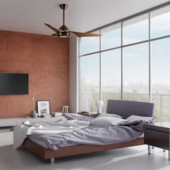 LED-Deckenventilator Jade, bronze, leise, Ø 152 cm, 60 W